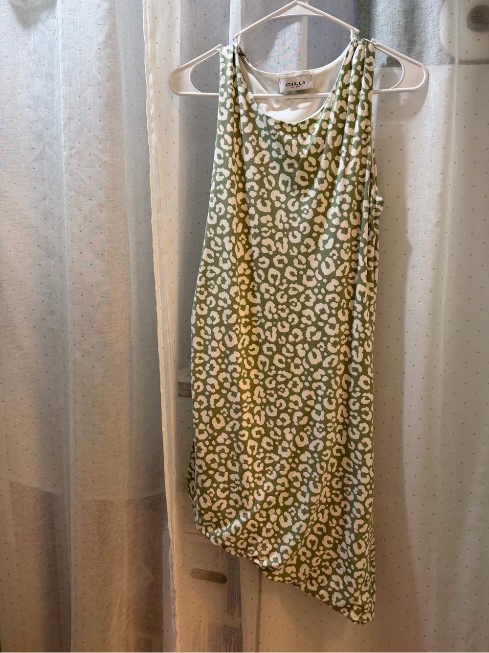Gilli Olive and White Leopard Print Midi Tank Dress